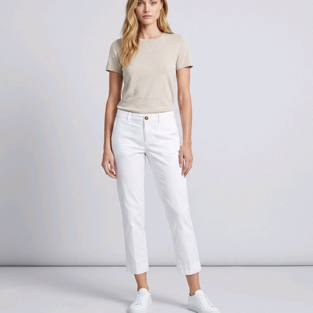 Old Navy Pixie Pants White Cotton Blend Stretch Professional Size 6